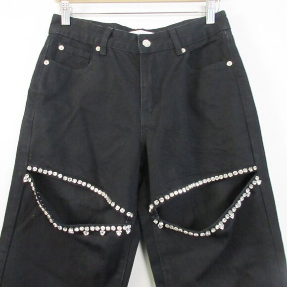 Torn By Ronny Kobo Mariah Jean Women 29 Black Cotton Blend Rhinestone Preppy 712 - Picture 6 of 13
